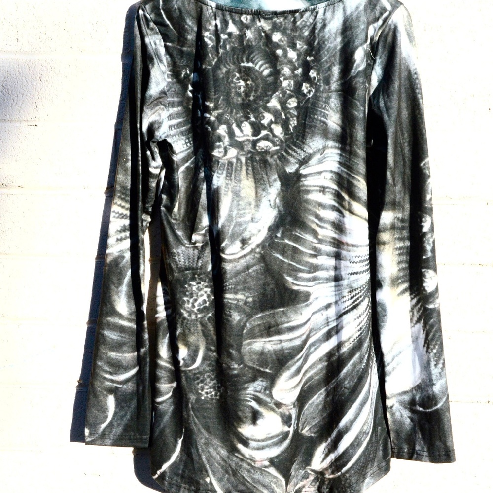 Floral Tunic Cotton Flowers Shirt Prairie Blouse Gorham Cottagecore Tunic Tie - Picture 6 of 8